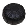 Moroccan pouf in dark black leather