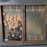 Set Old backgammon and wooden ladies game