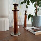 Pair of antique folk art candlesticks