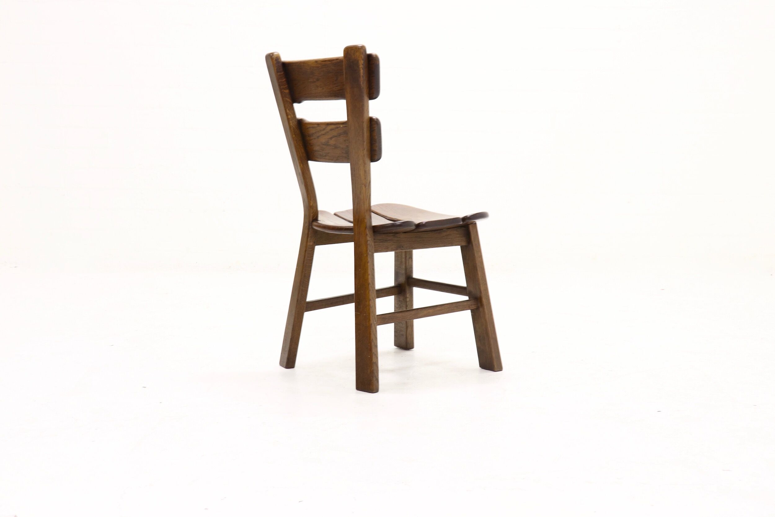 Set of 6 brutalist oak spanish dining chairs 1950