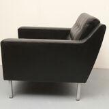 Fauteuil en cuir des années 1960 noir