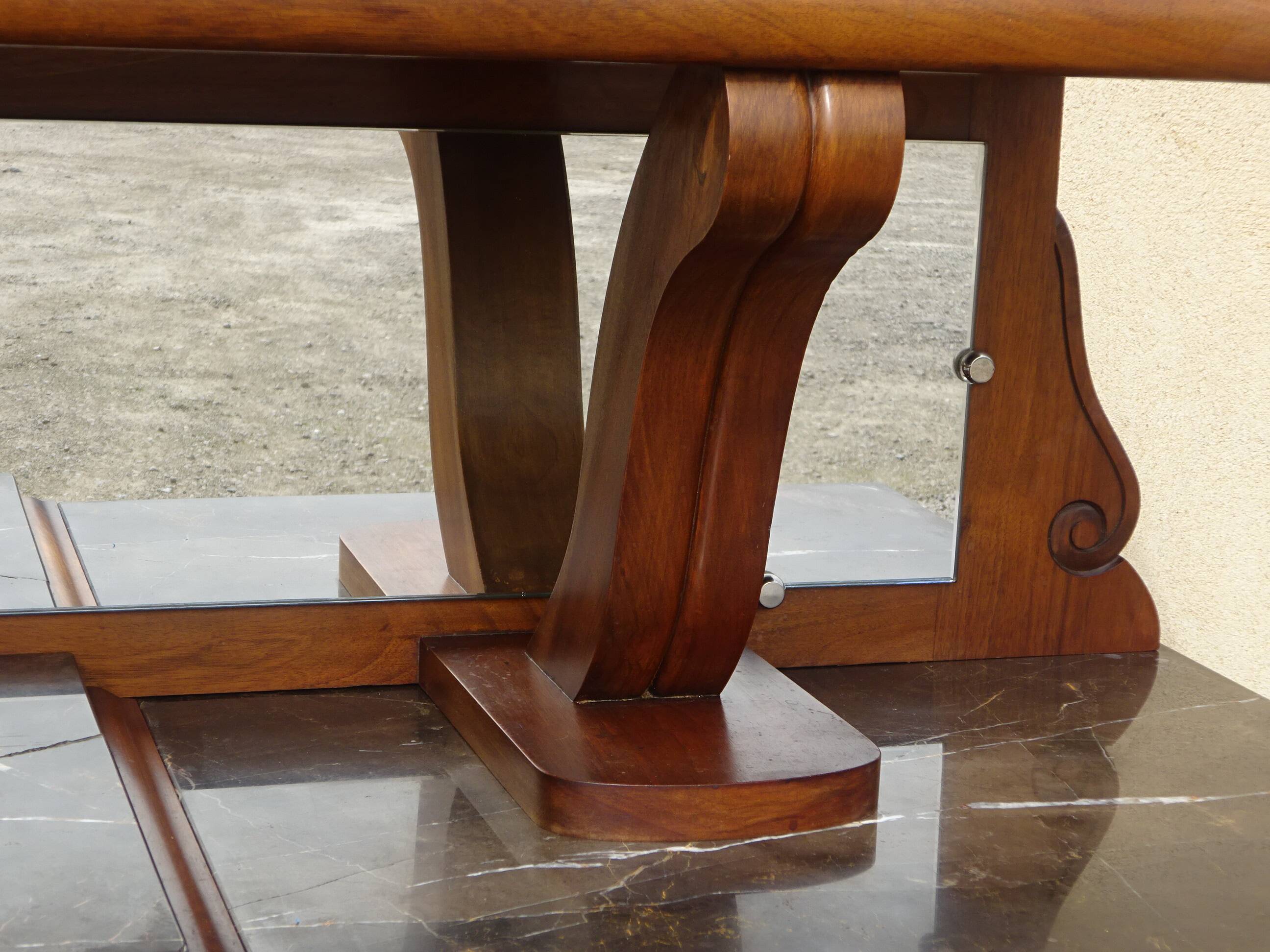 Large two-body buffet in walnut and black marble
