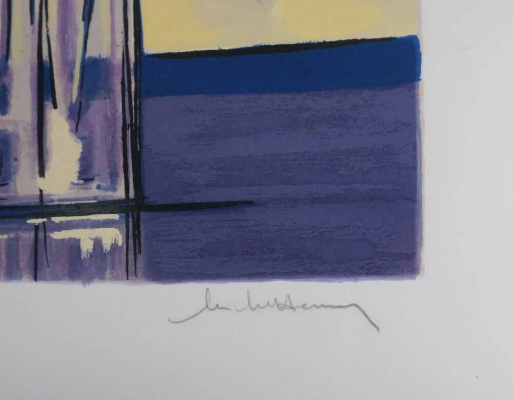 Michel Henry: Bluish still life, original signed silkscreen print