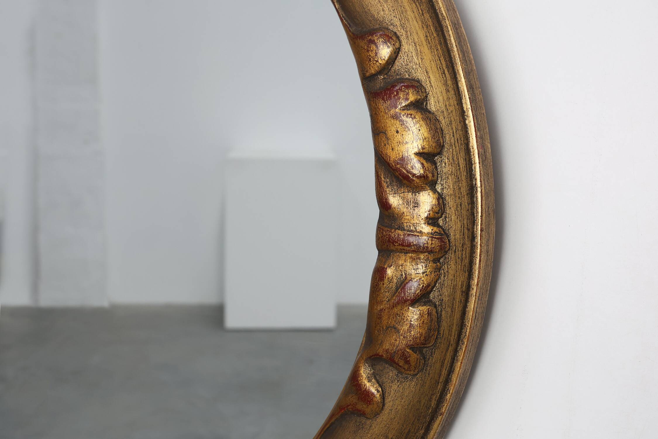 Art Deco oval gilt oak mirror, Belgium 1920s