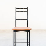 Dining chairs in brown leather and aluminum by ycami, 1980