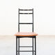 Dining chairs in brown leather and aluminum by ycami, 1980