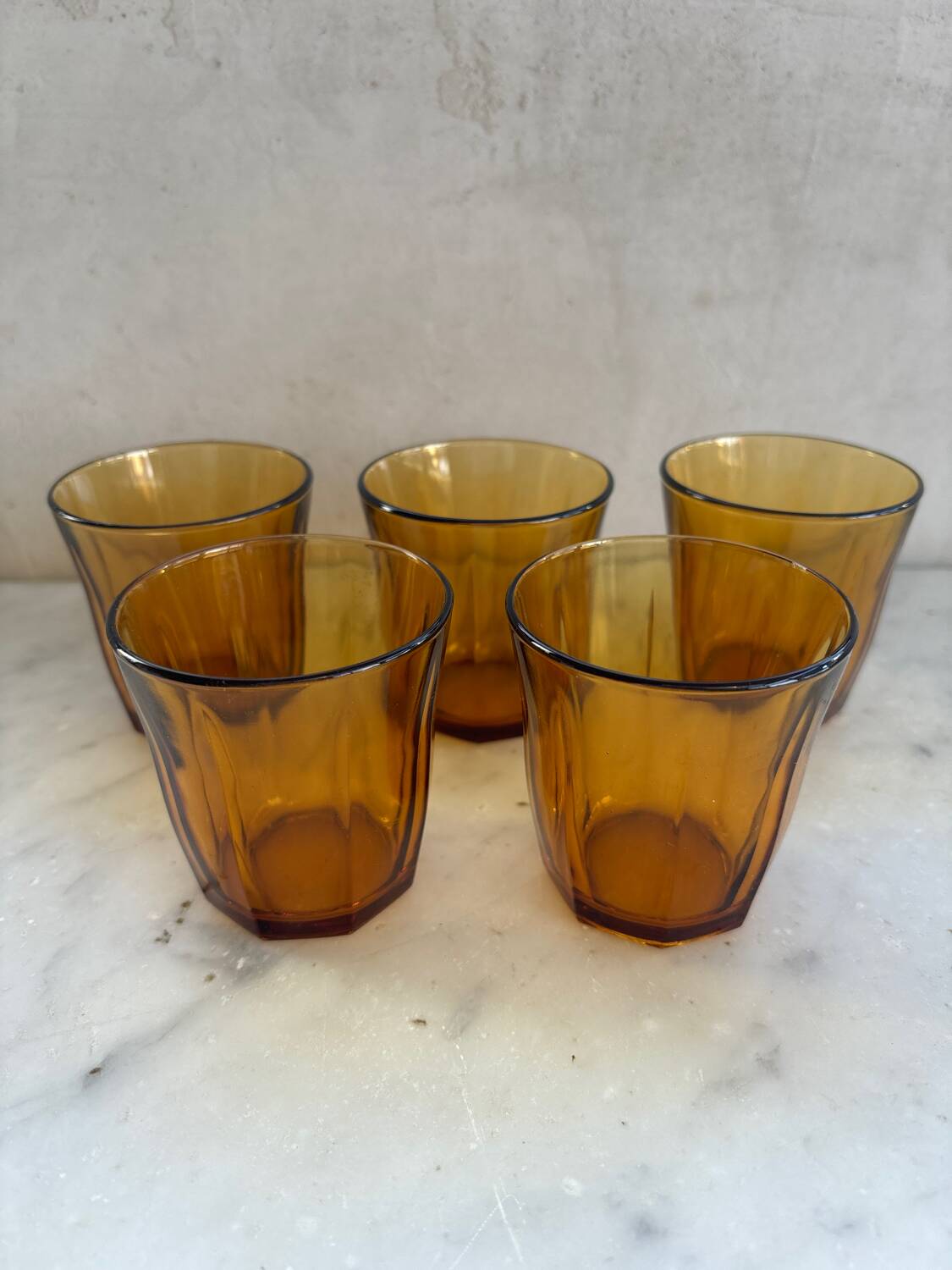 Set of 5 Vereco amber glasses