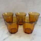 Set of 5 Vereco amber glasses