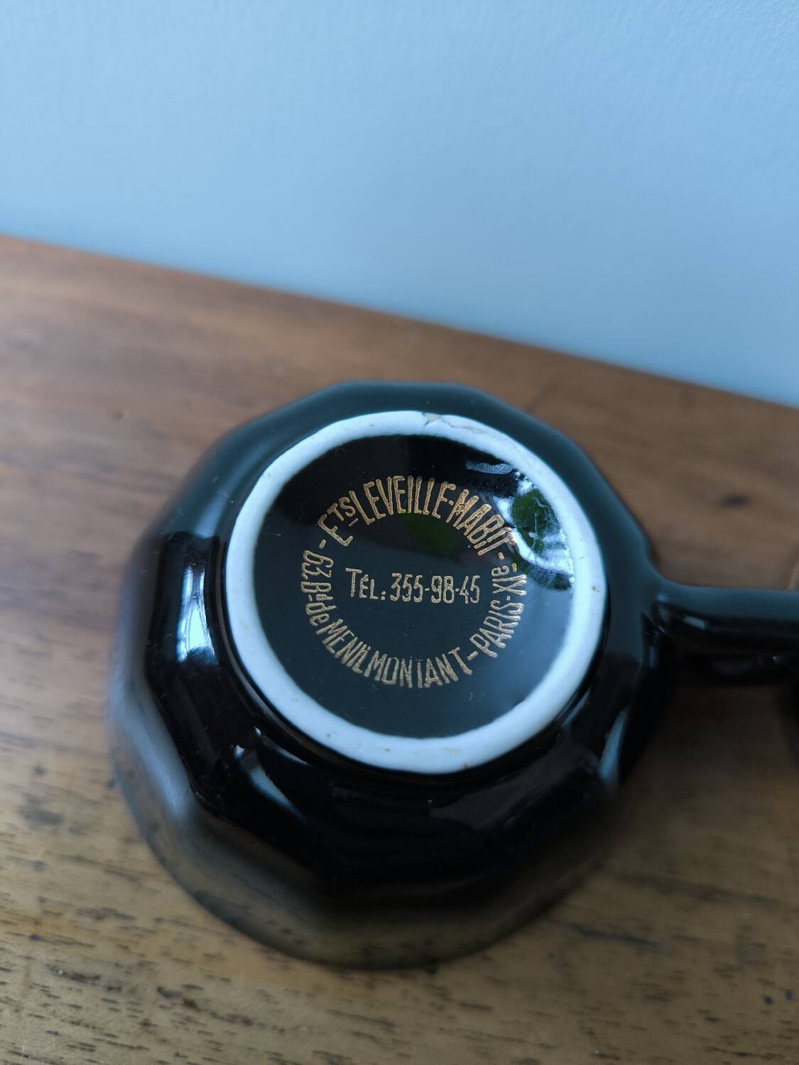 Set of 2 vintage bar coffee cups Leveille Mabit Paris black pink v