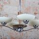 Art Deco Chandelier in Chromed Steel, Beech and Opal Glass, Czech, 1920s