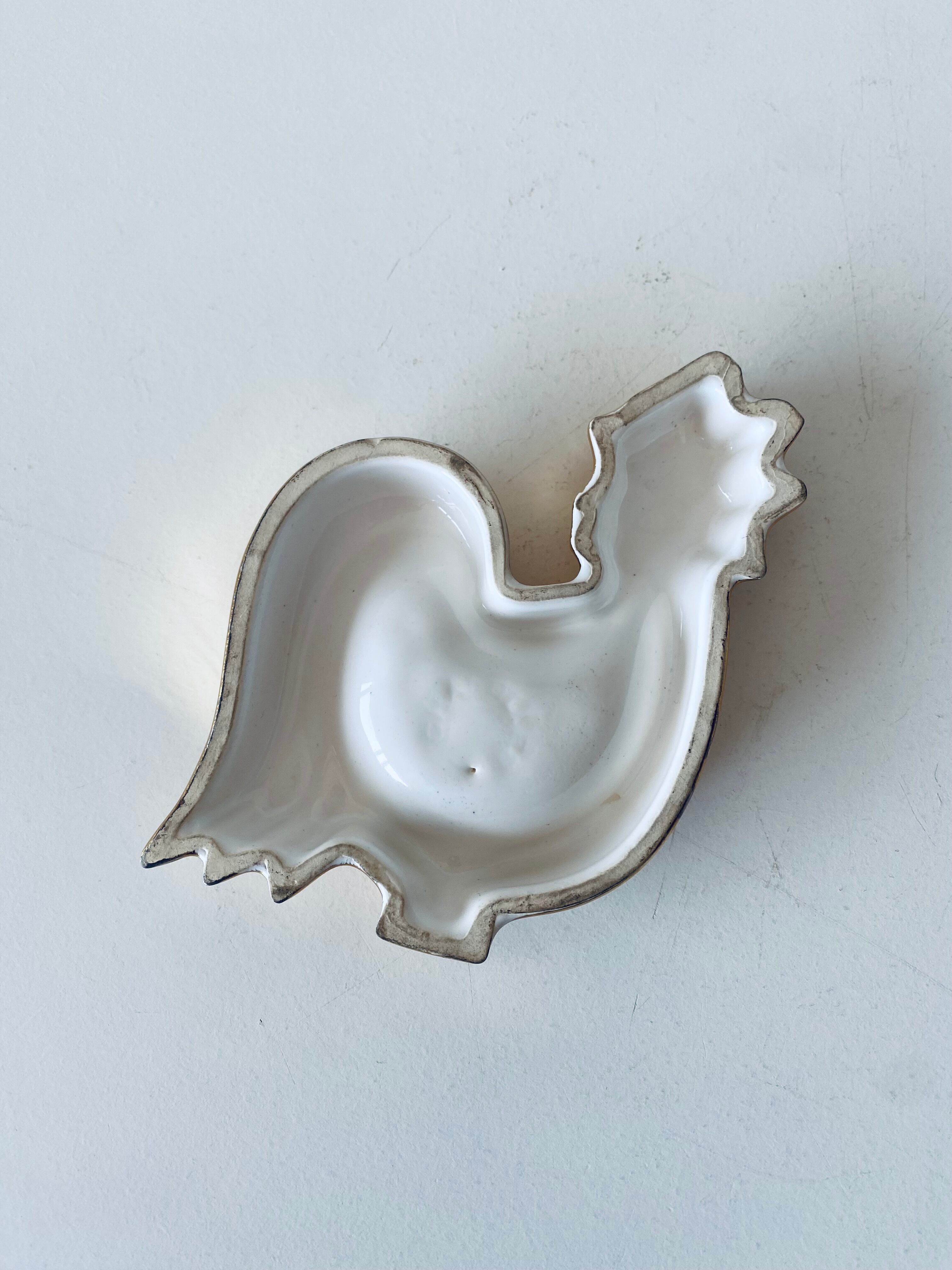 Vintage rooster in gilded ceramic