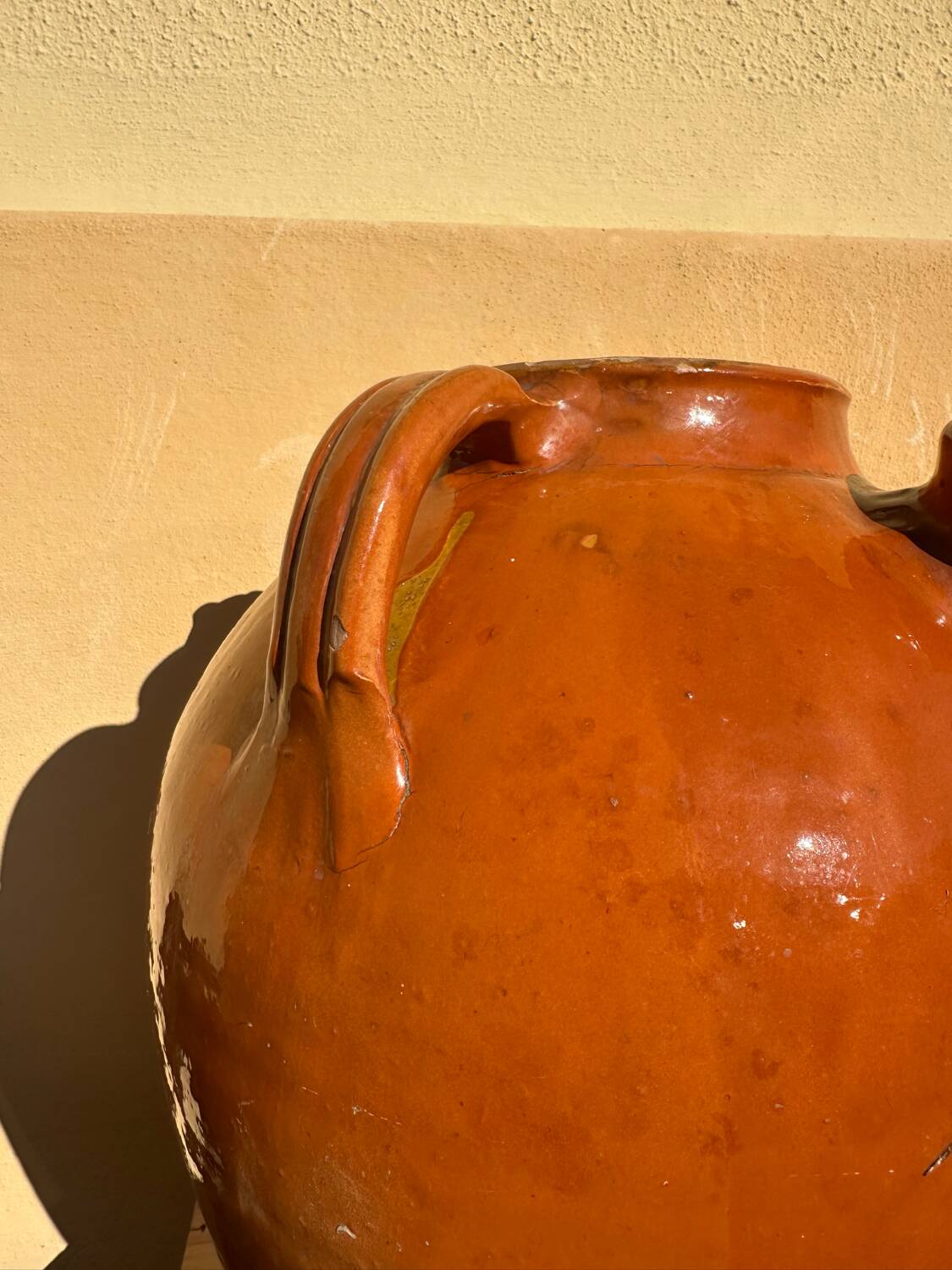 Glazed terracotta water jar, old Ardèche craftsmanship, 1800