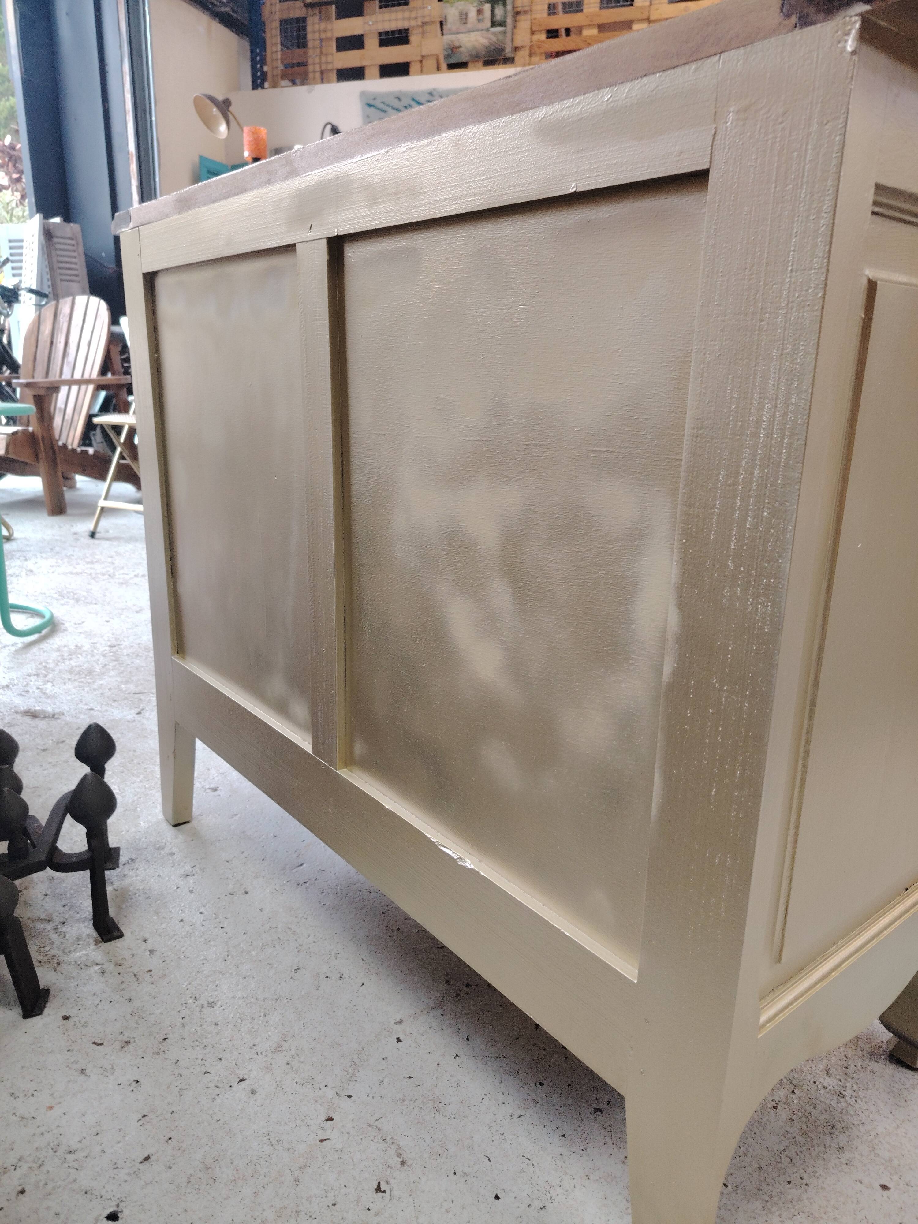 Vintage commode relooked in gold - 1950s