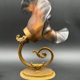 Set of 3 Glass Paste and Brass Wall Lights Signed Vianne Art Nouveau