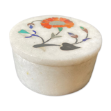 Marble box with inlaid stone