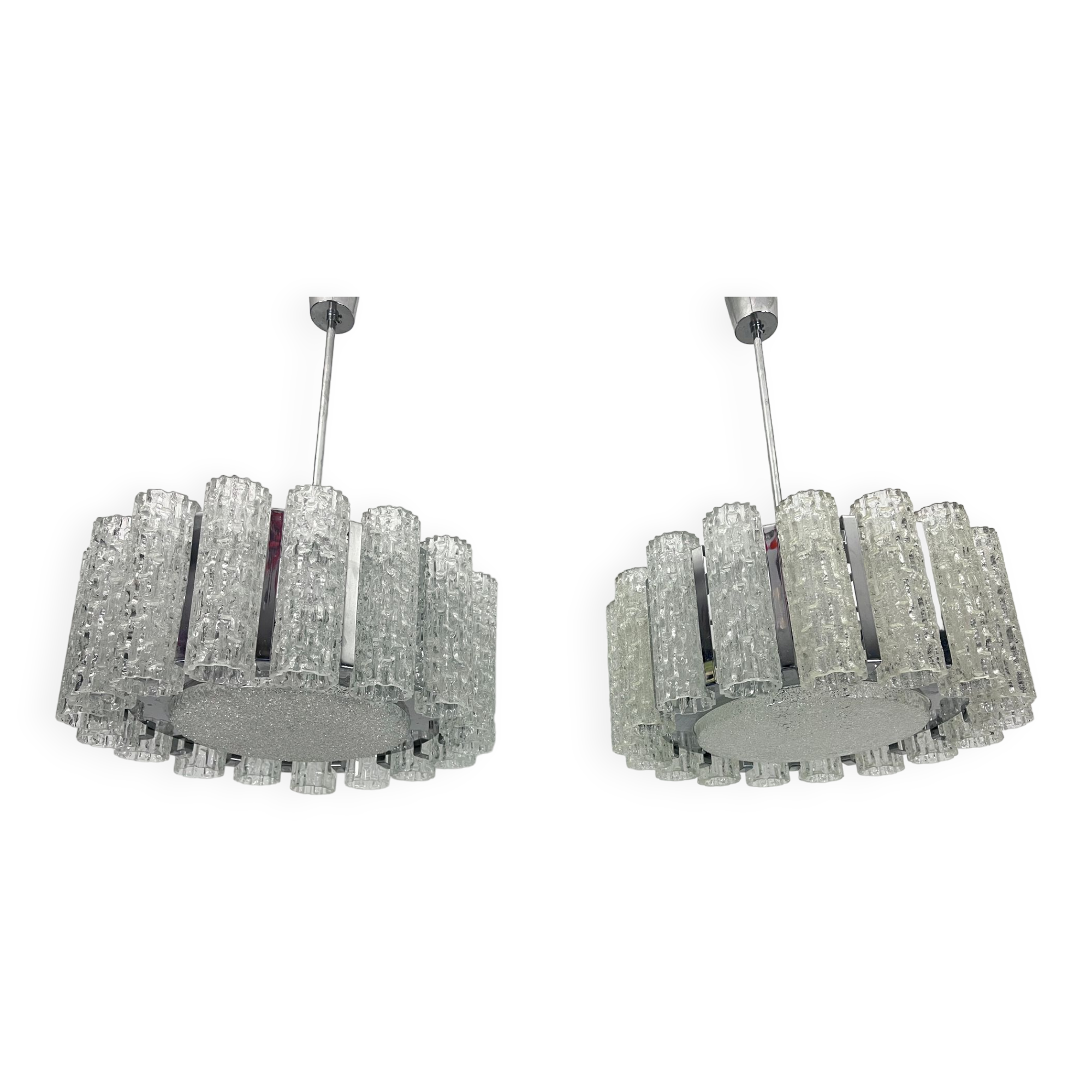 Set of two Mid-Century Murano glass element chandeliers. Italy 1960s