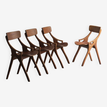 Ensemble de 4 chaises à repas par Arne Hovmand Olsen, Danemark, 1960