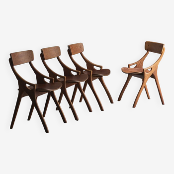 Set of 4 dining chairs by Arne Hovmand Olsen, Denmark, 1960s