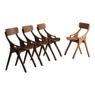 Ensemble de 4 chaises à repas par Arne Hovmand Olsen, Danemark, 1960