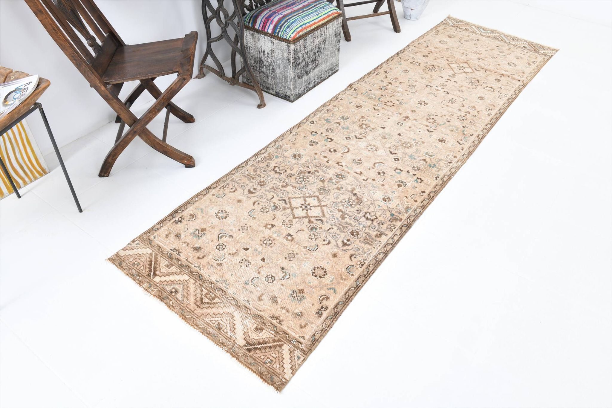 3x10 Nuances De Beige Tapis Terrestre Persan, 81x295Cm