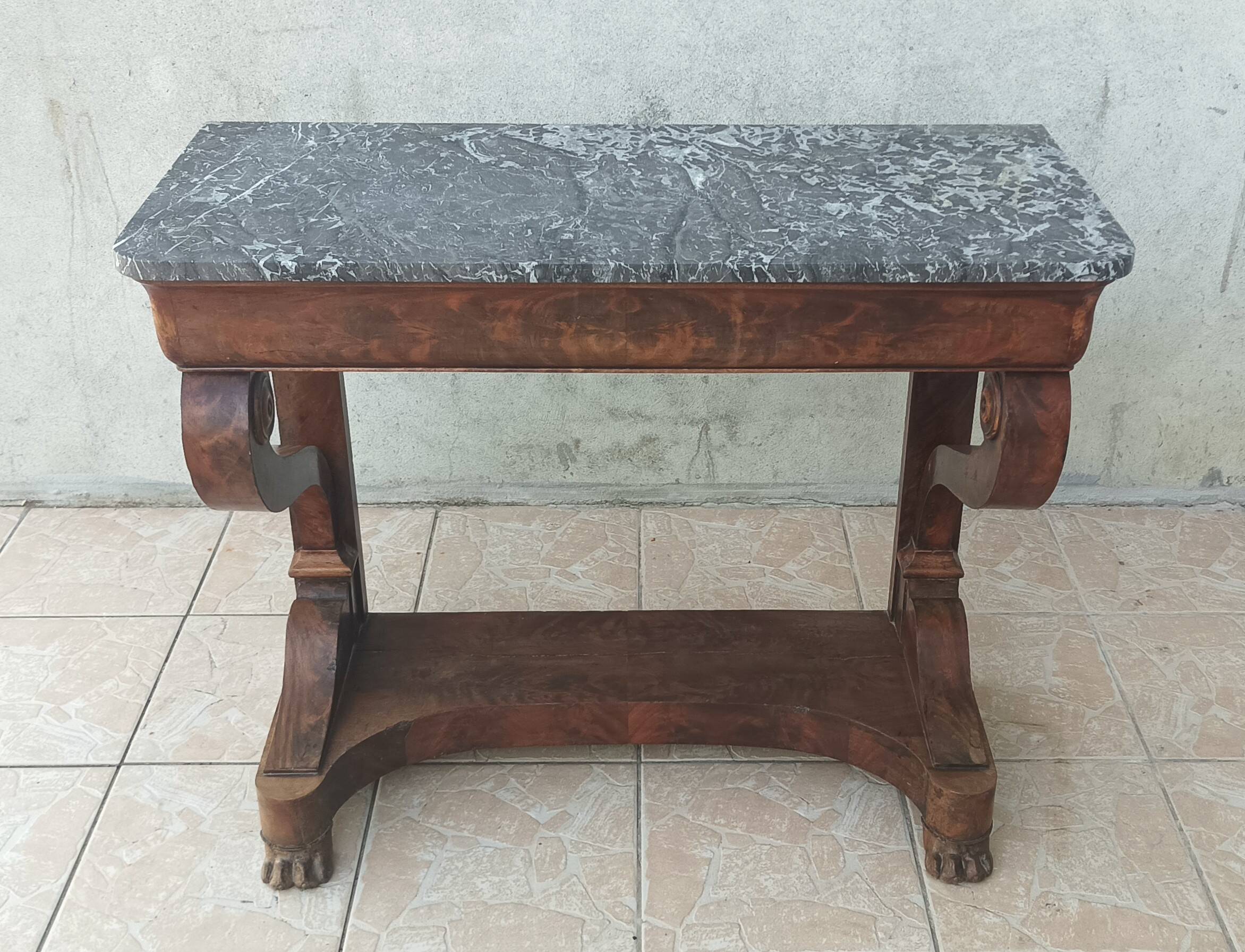 Restoration period mahogany console table