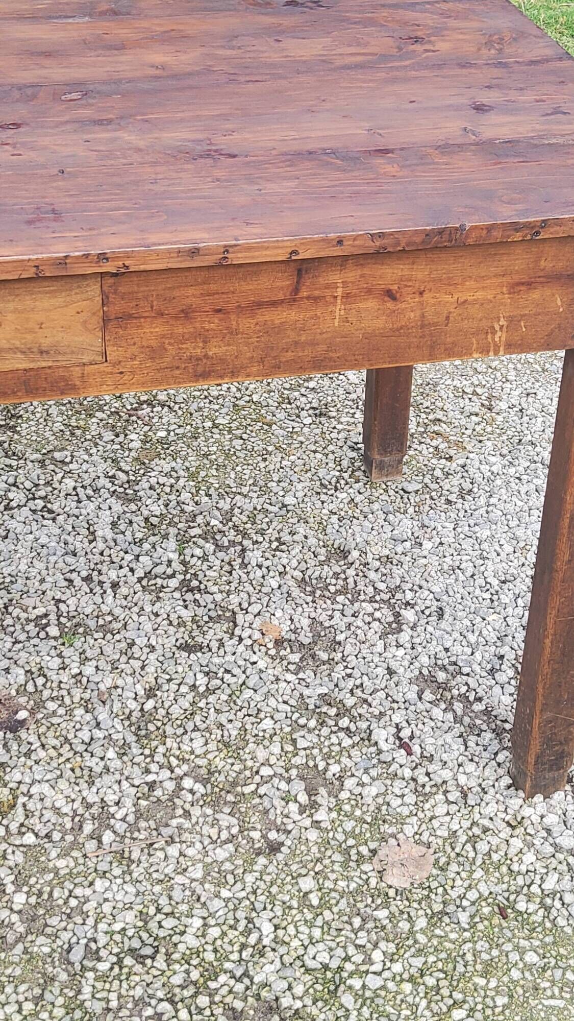 Farm table in oak and white wood 160cm 1 drawer t 20th century