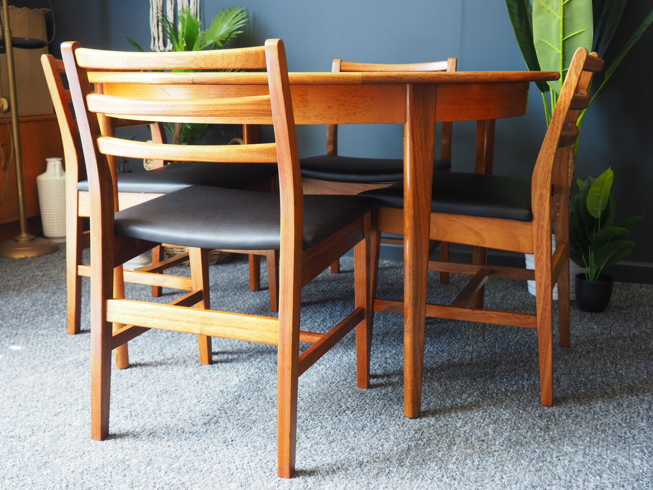 Teak dining table & four chairs A&FH Furniture
