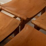 Vintage Kotka Dining Chairs Tomas Jelinek IKEA, Pine Leather 1980s Set of 6