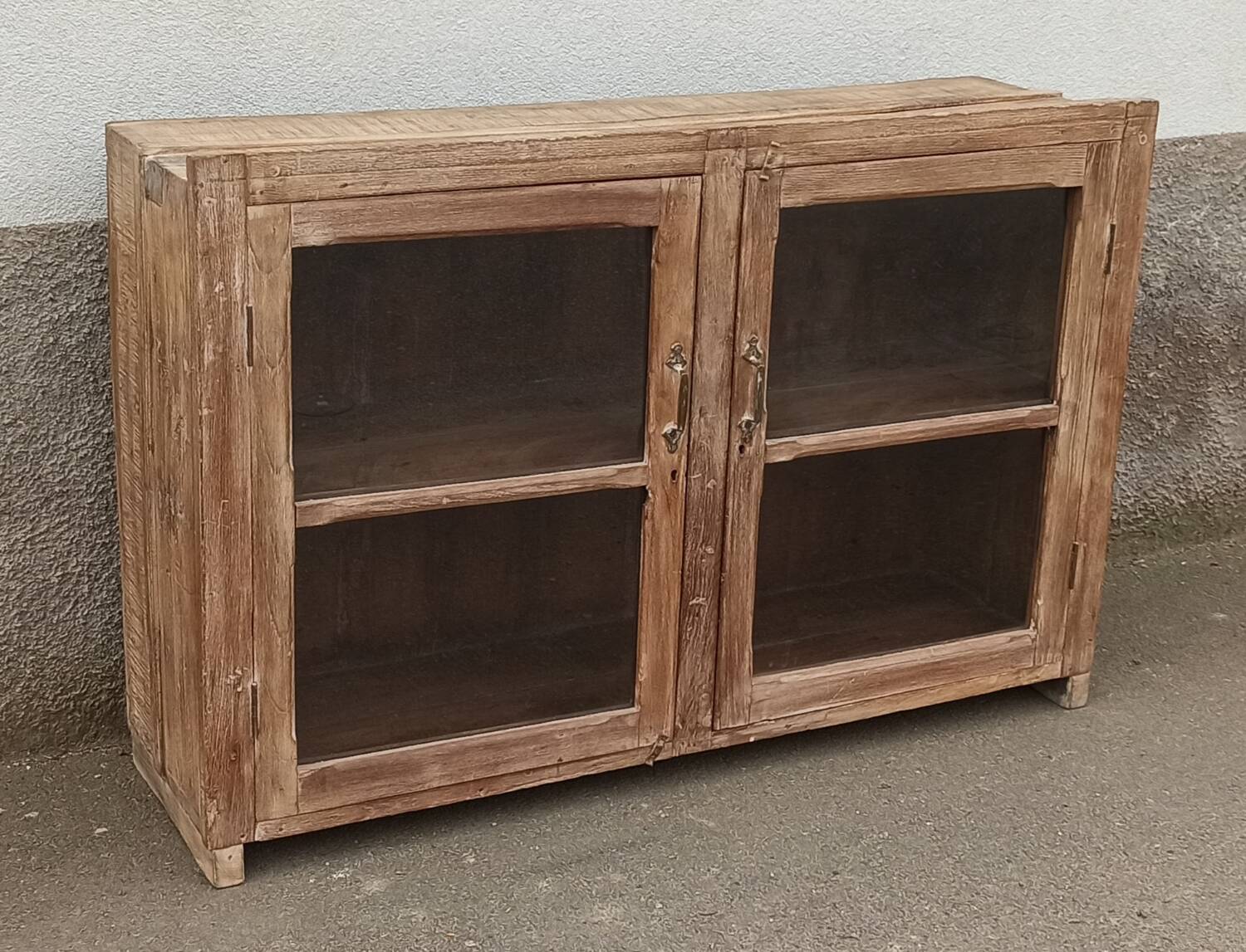 Glass sideboard in antique wood