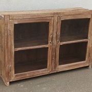 Glass sideboard in antique wood
