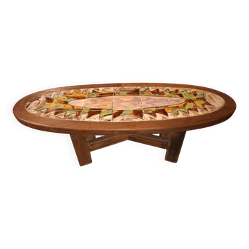 Table basse en ceramique , Vallauris , Gustave Reynaud