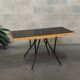 Metal and wood table, black Opaxit top, Czech Republic 1960
