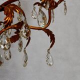 6-light bronze and Bohemian crystal chandelier, early 20th century