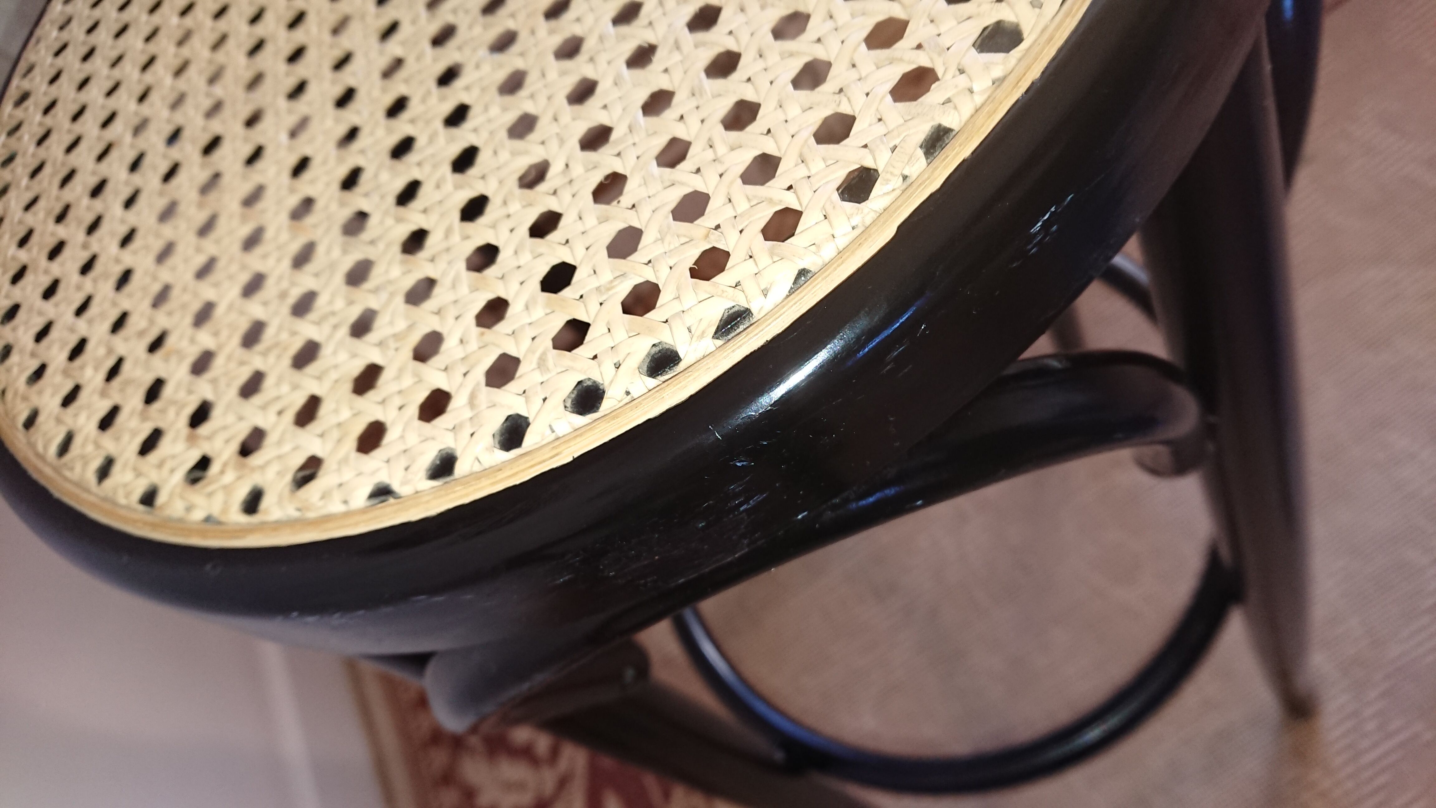 Canned stools black lacquered backrest