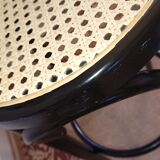 Canned stools black lacquered backrest