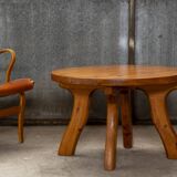Table basse ronde en pin, Danemark 1960