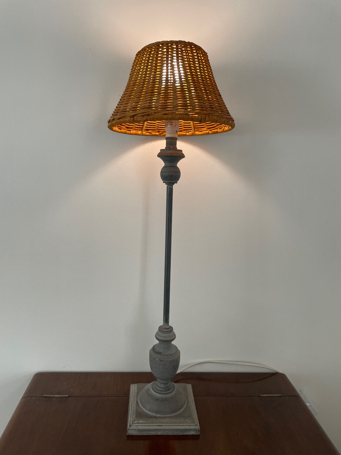 Vintage wood and metal lamp 1980.