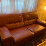 Full-flower 3-seater leather sofa
