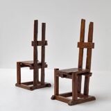 Pair of rustic Wabi Sabi Chairs, 1950s