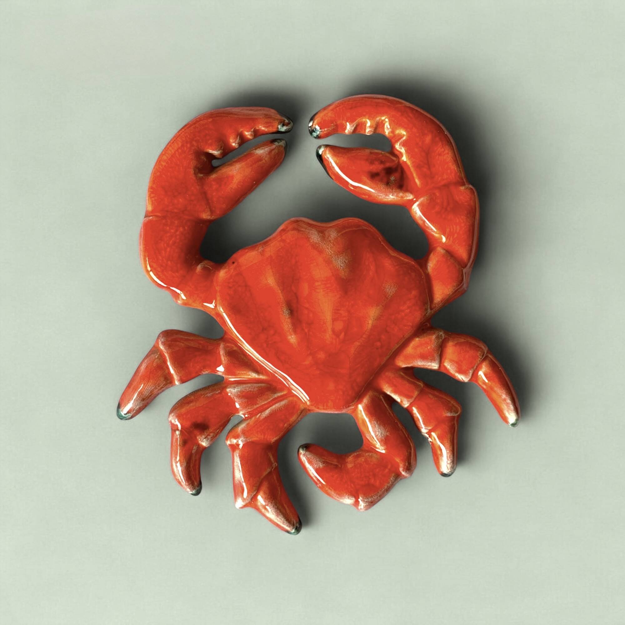 Vintage Red Ceramic Crab Wall Decor
