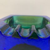Square blue glass ashtray