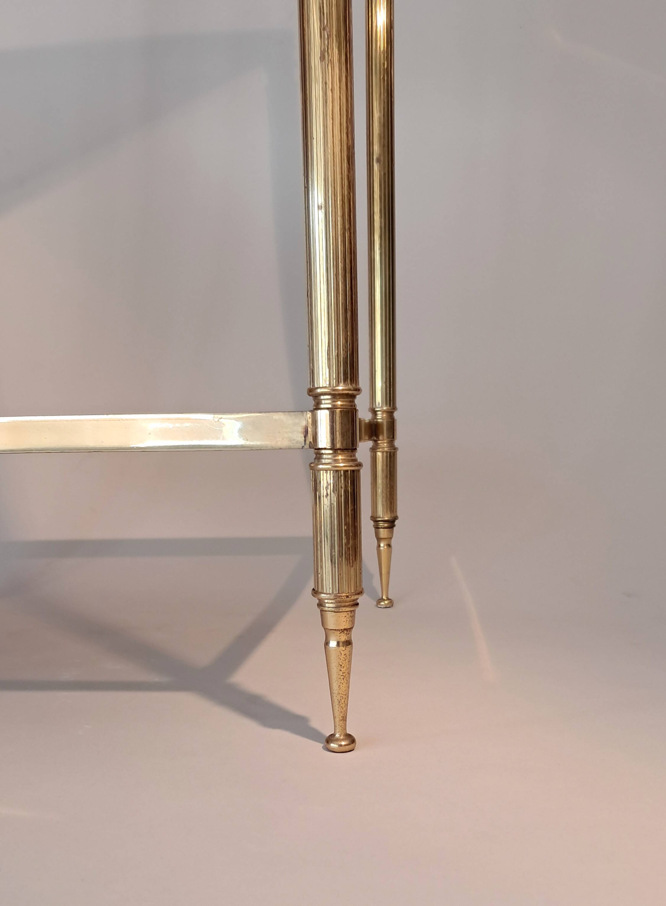 Gilded brass and smoked glass end table, 1960s.