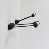 Pair of adjustable vintage wall lights, matte black metal, Italy, 1980.