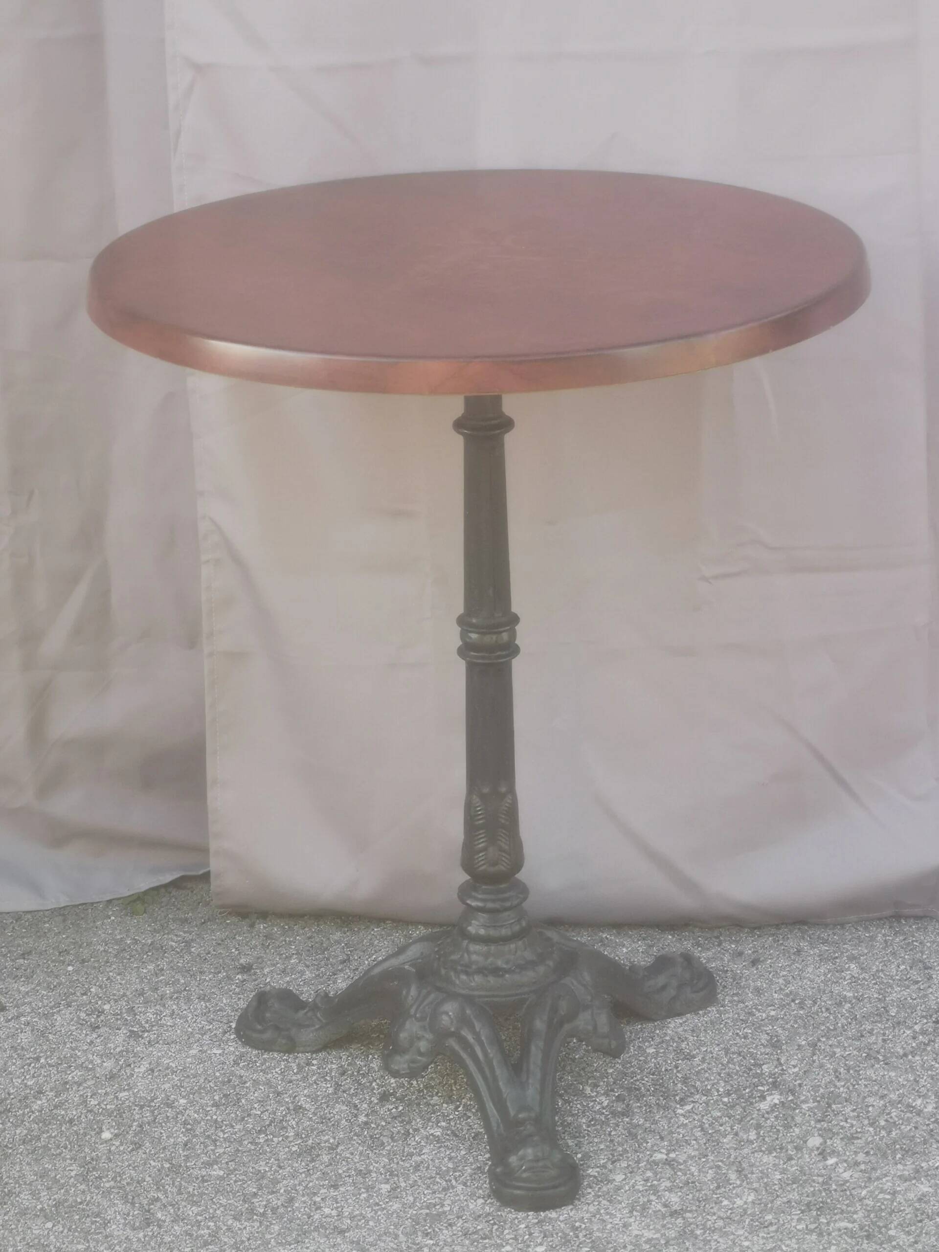 Vintage bistro side table with brown top