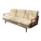 Canape daybed des années 60 en bois et lainage