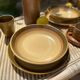 Pair of flat and deep plates in antique stoneware