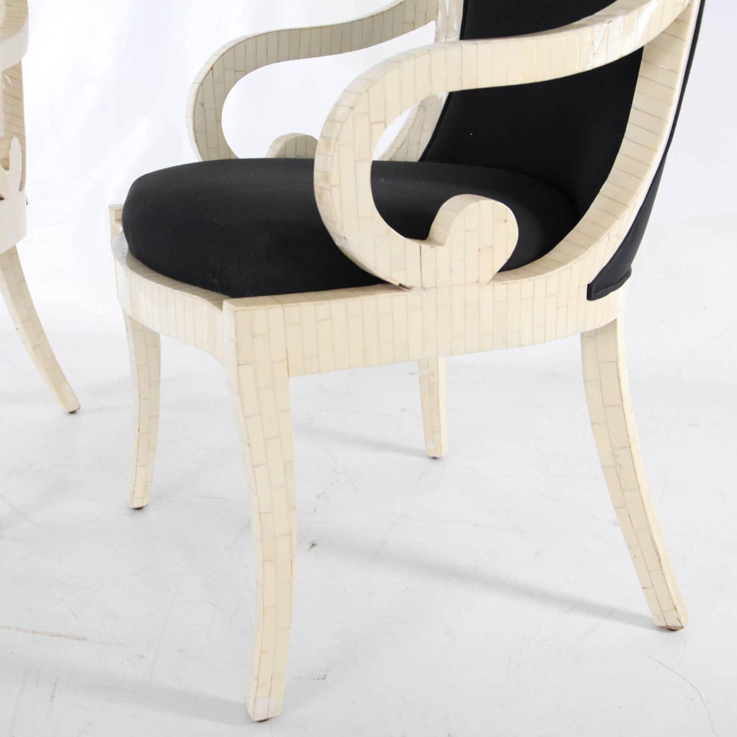 Pair of bone marquetry armchairs