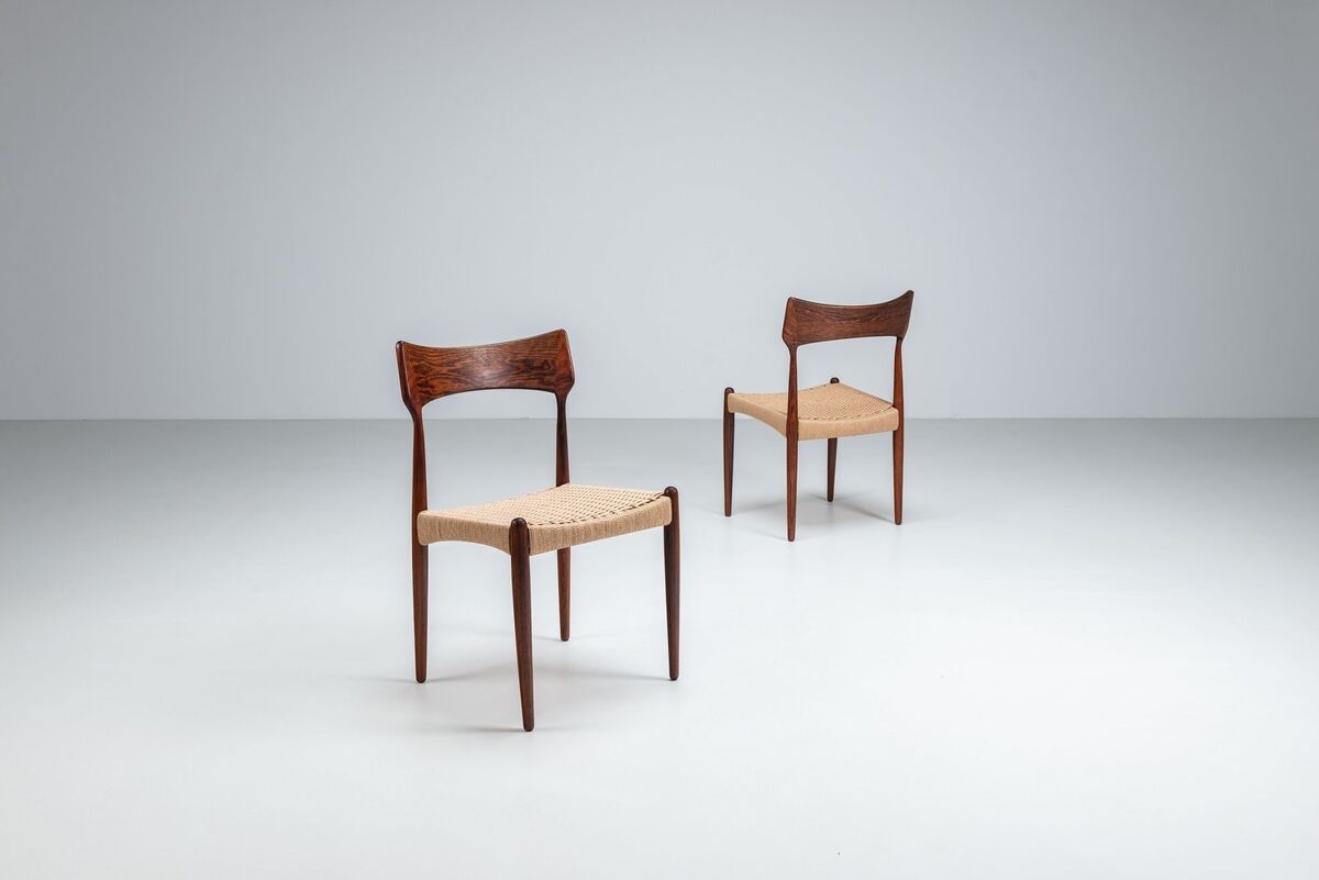 Bernhard Pedersen large set of dining chairs Christian Linnebergs Denmark 1960