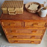 Commode en rotin vintage