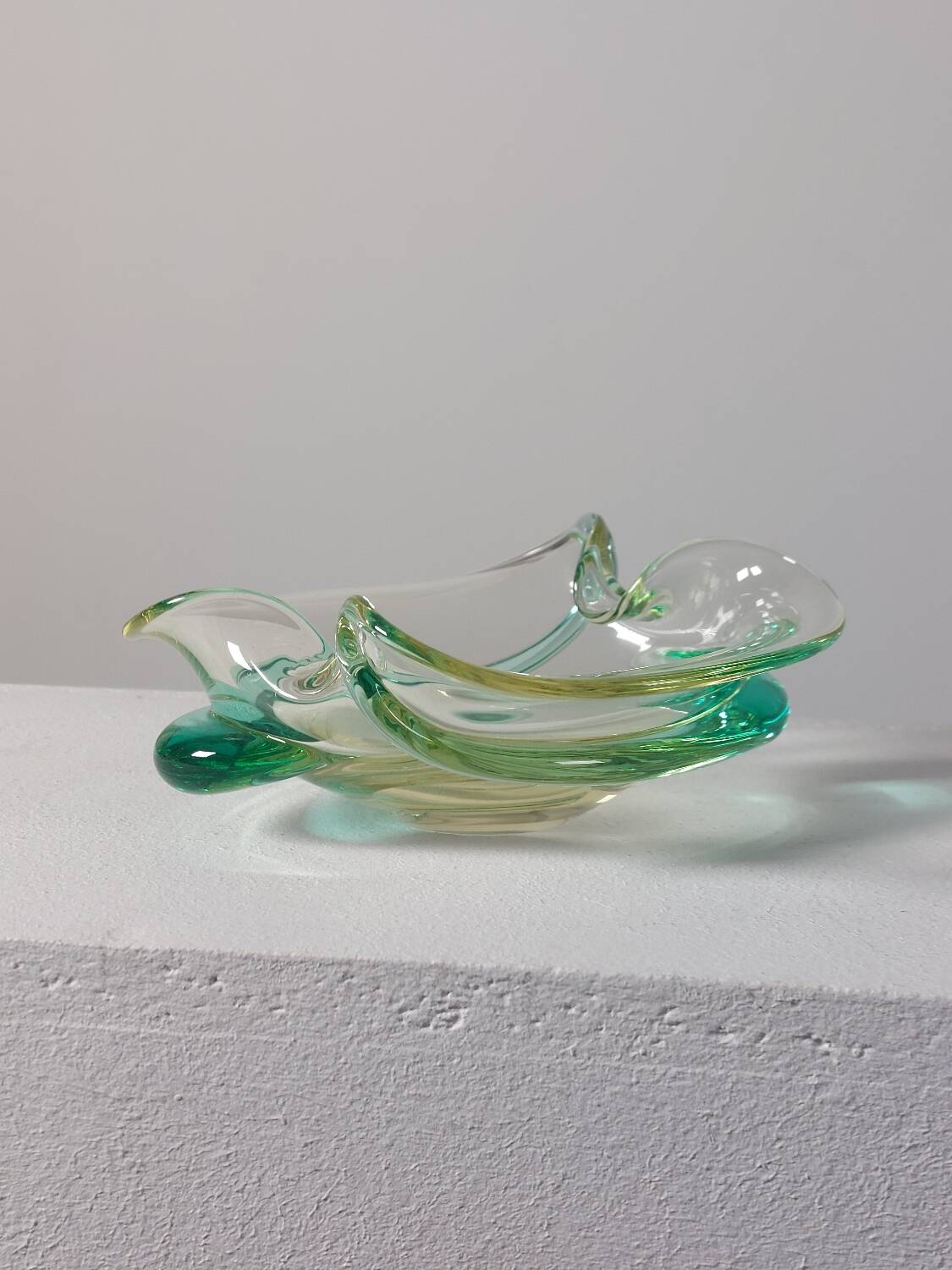 Vintage mid-century artisanal glass catchall.